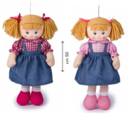 PELUCHES BAMBOLA PEZZA 50CM 2 COL.ASS C/VESTITO JEANS  DECAR