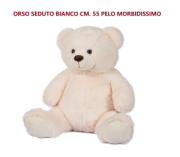 ORSO SEDUTO BIANCO H55CM PELO MORBIDISSMO  DECAR