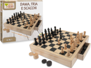 GIOCO DA TAVOLO DAMA SCACCHI TRIA IN LEGNO TEOREMA